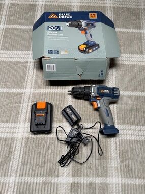 BLUE RIDGE 20V Cordless Drill Kit in Blue/Gray/Orange